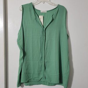 Jon & Anna Sheer Sage Green Sleeveless Top; Size 3X